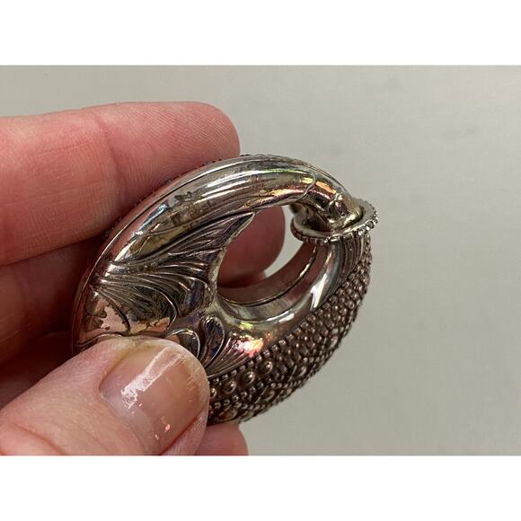 Brighton Reversible Pendant Silver Tone Rhinestone Chunky Statement Round Large - Picture 11 of 13